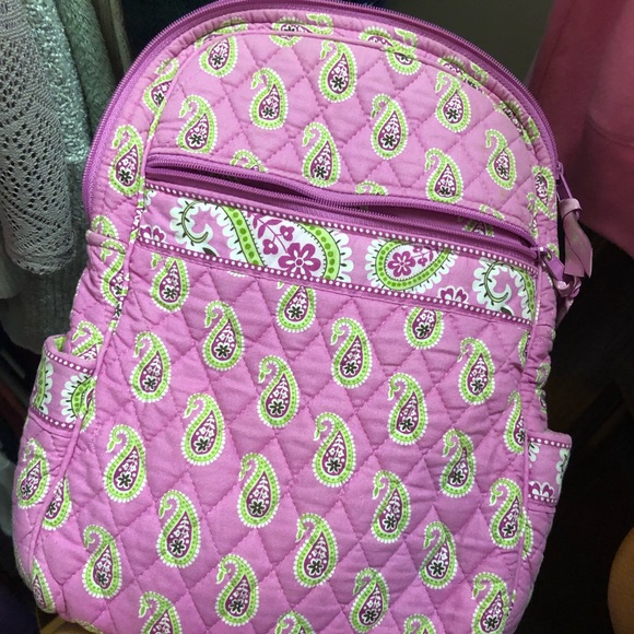 Vera Bradley Iconic Small Backpack pink and green - Picture 2 of 2